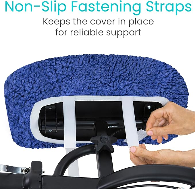 Vive Mobility Knee Scooter Pad Cover - Soft Plush Adult Sheepskin Memory Foam Cushion, Walker Accessory for Knee Roller, Padded Accessories Leg Cart Improves Comfort with Injury, Universal Fit (Blue)
