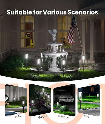 Solar Pathway Lights Outdoor Waterproof 4 Pack Upgraded Solar Walkway Landscape Lighting Outside Driveway Lights,Auto On/Off for Yard Lawn Patio (Cool White)