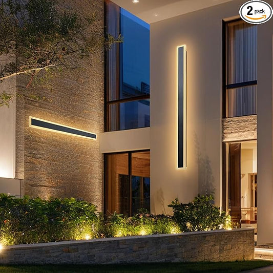 VEVOR Outdoor Wall Lights, 2 Pack, 47.2 Inch Long Strip Modern Exterior Wall Sconce Light Fixtures, 3000K Warm White, IP65 Waterproof Anti-Rust Outside Wall Mount Lighting, for House, Porch, Garage