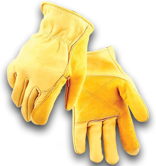 Iron Fencer Leather Work Glove- 207 Medium Cowhide Leather Fencing Gloves for Men Heavy Duty Double Palm, Guantes de Trabajo, Ranch, 207M