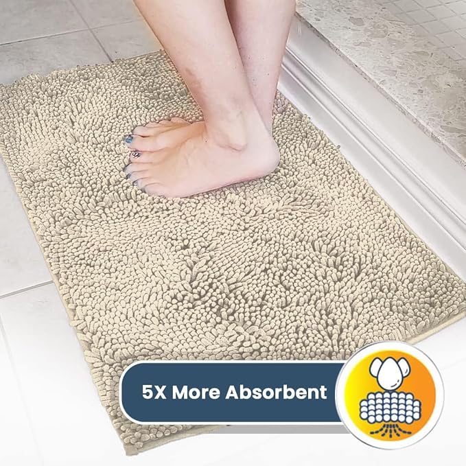Muddy Mat® | Super Water Absorbent Door Mat Indoor, Microfiber Quick Dry Chenille Entryway Rug, Slip Resistant Front Door Mat, Indoor Mats for Entryway, Machine Washable Pet Rug, Ivory 20" x 48"