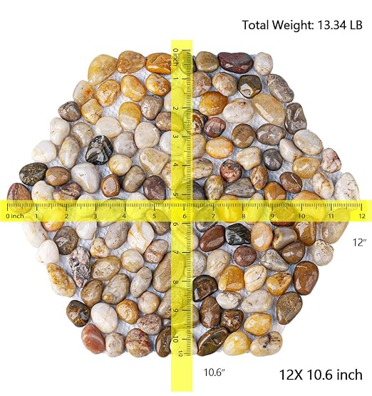 6 PCS River Rock Stepping Stones Outdoor, 12Inch Hexagon Pavers Pebbles Polished Gravel for Garden Walkway
