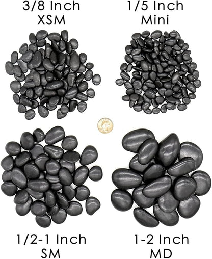 Black Rocks - Polished MD (1 to 2 Inch), 10 lbs Decorative for Gardens, Landscaping, Succulents & Pots