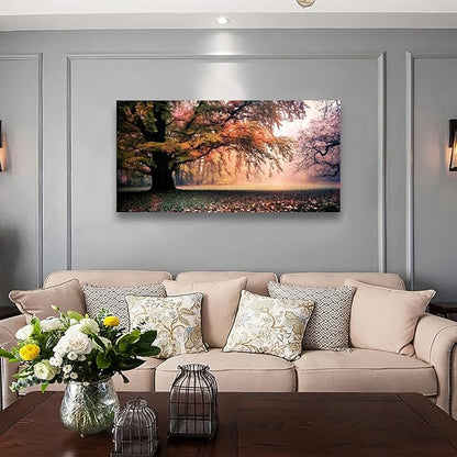 Tree of Life Wall Art Canvas Prints Natural Landscape Picture Home Decor Colorful Forest Paintings for Living Room Bedroom Bathroom Kitchen Decorations 20x40 Wooden Framed Artwork Easy Hanging