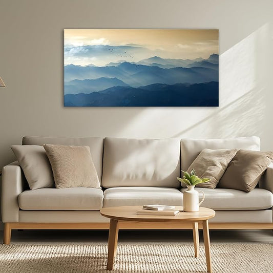 JLXART Large Wall Art Misty Mountain Landscape Canvas Prints Wall Decor Living Room Bedroom Natural Scenery Office Decor Pictures 20"X40"