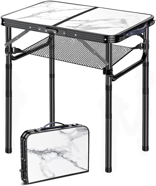 Folding TV Trays Foldable Dinner Tray Table Adjustable Height Food Snack Eating Couch Side Table Sturdy Aluminum Portable Sofa Tray End Table for Outdoor Indoor Camp Pinic Bed Couch Living Room Marble