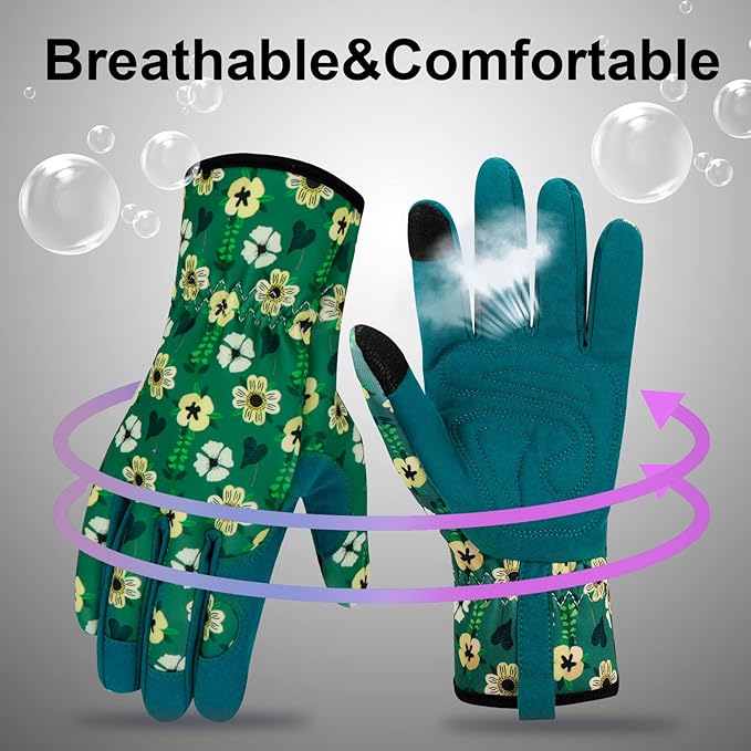 Leather Gardening Gloves for Women Thorn Proof Garden Gloves Touch Screen Working Gloves Gifts,M