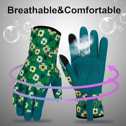 Leather Gardening Gloves for Women Thorn Proof Garden Gloves Touch Screen Working Gloves Gifts,M