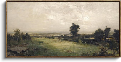 InSimSea Extra Large Framed Vintage Wall Art, Living Room Country Farmhouse Decor, Wilderness Landscape Paintings, Canvas Prints, Retro Scenery Long Picture for Bedroom Above of Bed,20x40inch