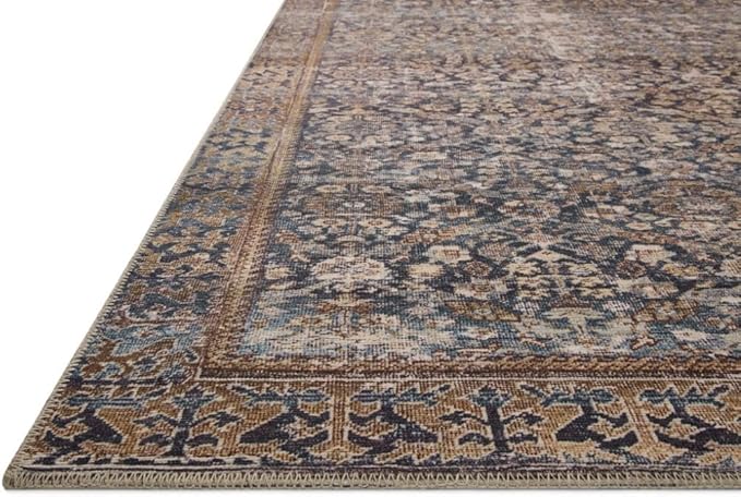 Loloi Amber Lewis Georgie Collection GER-05 Denim/Spice 3'-9" x 5'-6", .19" Pile Height, Accent Rug