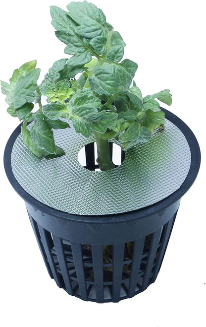 HORTIPOTS 3 inch Net Pot Mylar Reflective Block Covers for 3 inch Net Pot Top Lid (Pack of 100)