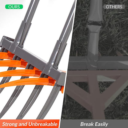 Walensee Broad Fork Garden Tool, 9 Tines Heavy Duty Broadfork Hand Tiller, 2-in-1 Garden Pitchfork with Ergonomic U-Shaped Handle, Spading Digging Fork for Gardening, Cultivating