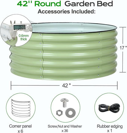 Aoodor 17" Tall 42" Metal Raised Garden Bed, Outdoor Planter Box and Raised Garden Kit for Vegetables, Flowers, Tomatoes Carrots and Herbs, Olive Green