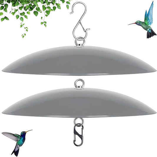 13" Bird Feeder Rain Guard, Hummingbird Feeder Shade Dome Cover, Hanging Baffle for Bird Feeder Pole,Smart Birds Feeder's Umbrella(Grey), 2 Pack