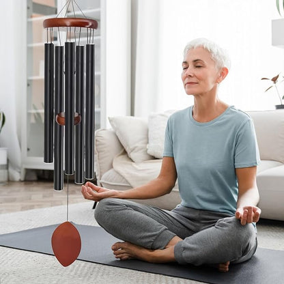 ASTARIN 36" Large Wind Chimes Outdoor – Deep Tone Memorial WindChimes with 5 Tuned Aluminum Tubes, Heavy-Duty Metal Wind Chime for Garden, Patio, Yard, Sympathy & Funeral Gift (Black)