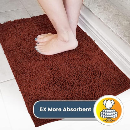 Muddy Mat® | Super Water Absorbent Door Mat Indoor, Microfiber Quick Dry Chenille Entryway Rug, Slip Resistant Front Door Mat, Indoor Mats for Entryway, Machine Washable Pet Rug, Brick Red 30" x 48"