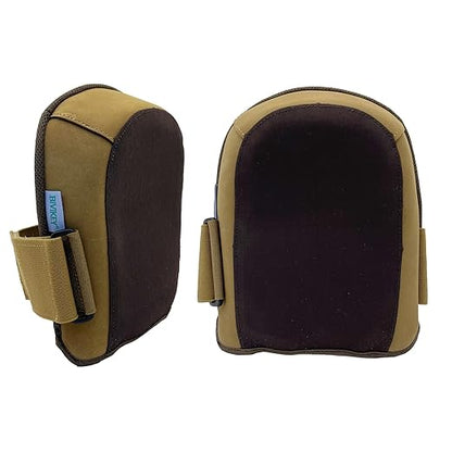 Knee Pads for Work | Made of Genuine Leather and Durable Rubber with Thick Foam Cushion and Adjustable Straps | Floor-Safe Anti-Slip Kneepads for Construction and Mechanical Repair Work Brown