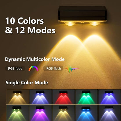 VOLISUN Solar Fence Lights Outdoor 12 Pack, 10 Colors ＆ Color Changing Fence Lights Solar Powered, Fast Charging, IP65 Waterproof LED Solar Lights for Fence, Backyard, Garden, Railing, Deck, Patio