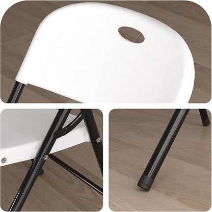 Nazhura 350 Weight Limit Heavy Duty Plastic Folding Chair with Reinfoced Steel Frame for Indoor and Outdoor, Wedding, Party, Restaurant, Meeting Room, Patio and Garden (10, White)