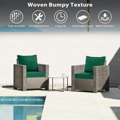Sundale Outdoor Olefin Deep Seat Cushion, Patio Chair Cushion and Pillow, Water-Resistant Sectional Sofa Pad with Straps Dark Green, 24 x 24 x 6 Inches