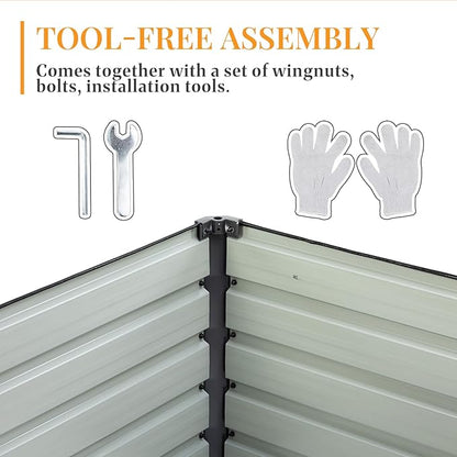 NEWBULIG 6x3x2ft Galvanized Raised Garden Bed, Outdoor Metal Planters Box, Large Garden Beds for Planting Vegetables, Flowers & Herbs, Easy Assembly, Dark Gray