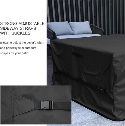 Patio Furniture Set Cover Rectangular Heavy Duty 600D Waterproof Outdoor Sectional Sofa Couch Cover Large Outside Dining Table and Chairs Covers Patio Conversation Set Cover Black 111 x 74 x 28.5 Inch