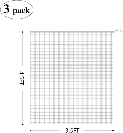 3 Pack Garden Barrier Net with Drawstring, 4.5 x 3.5 Feet Plant Protect Cover Mesh Tomato Vegetable Barrier Bag for Against Bird Squirrels