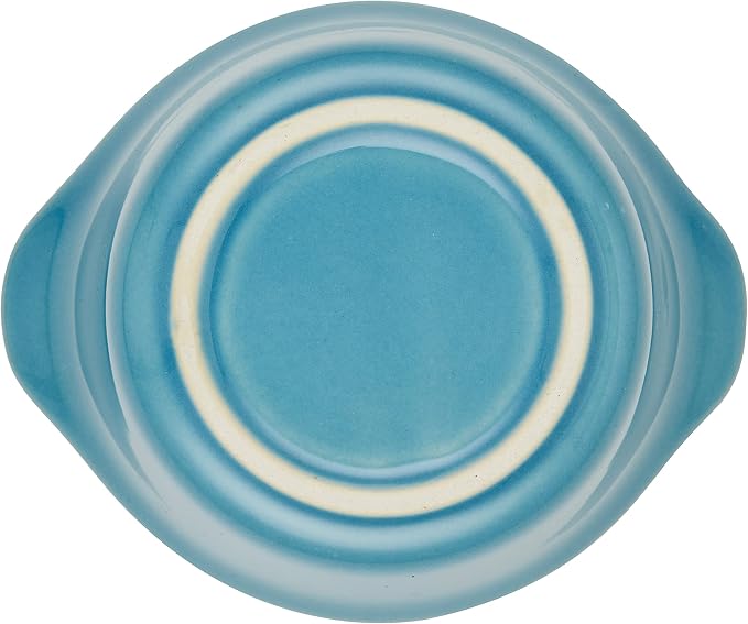 Rachael Ray Solid Glaze Ceramics Round Ramekins/Dipping Cup Set, 4 Piece, Agave Blue (Pack of 3)