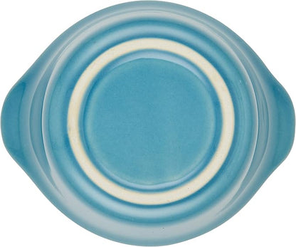 Rachael Ray Solid Glaze Ceramics Round Ramekins/Dipping Cup Set, 4 Piece, Agave Blue (Pack of 3)