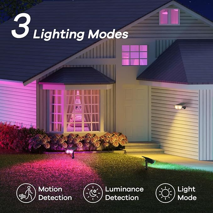 Linkind Smart Solar Lights Outdoor SL5 with Motion Sensor, APP Control Color Changing Solar Spot Lights Outdoor Waterproof, IP65 Landscape Lighting for Yard, Garden, Patio, Path(6 Pack)
