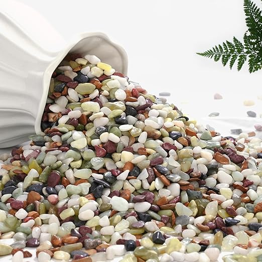 NUPICK 12 lbs Pebbles for Indoor Plants, 3/8 Inch Pea Gravel for Fish Tank, Polished Decorative Rocks for Succulent, Natural River Stones for Vases, Cactus, Landscaping, Bird Bath, Aquarium, Colorful