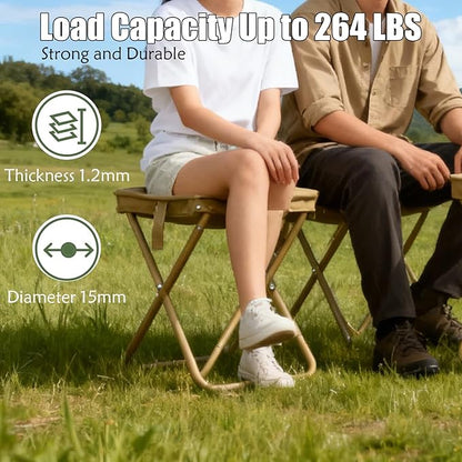 Rugged Portable Folding Stool - 12 Inch Compact Camping Seat for Outdoor, Hiking, Fishing & Gardening, Supports 220LB with Carry Bag