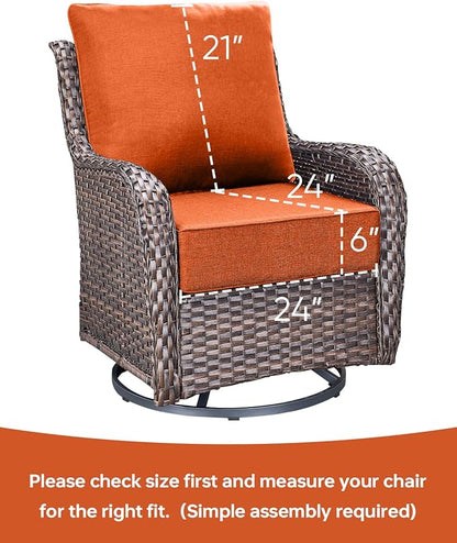 Luxury 24x24x6 Inch Outdoor Cushions for 5 Peice Patio Furniture Set - Set of 5 Water-Resistant Pillow for Dining Rocking Swivel Chairs Loveseat Couch Sectional Sofa - Orange