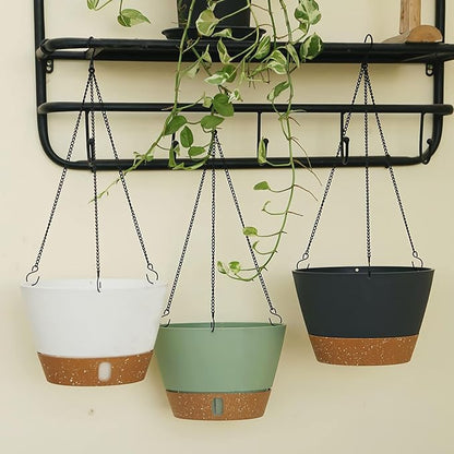 ZMTECH 2 Pack 10 Inch Hanging Planters for Indoor Plants, Modern White Hanging Planter with Visible Water Level Window & Metal Chain, Decorative Plant Hanger Indoor for Spring Balcony Decor