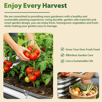Galvanized Raised Garden Bed, 2x2 ft Heavy Duty Metal Planter Box for Vegetables, Flowers & Herbs, 12" Raised Outdoor Modular Gardening Bed, Above Ground Growing Container, Easy Assembly, Silver