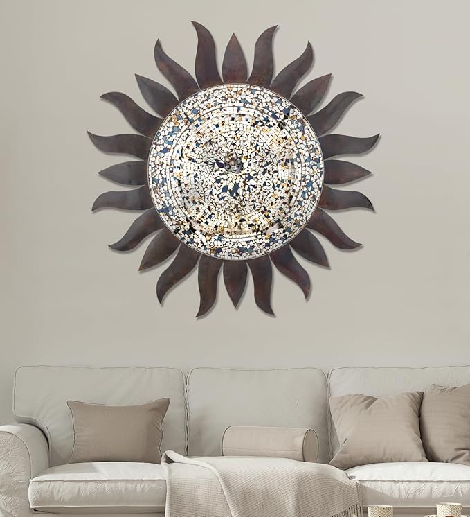 Regal Art & Gift Dazzle Large Metal Sun Wall Decor - 36 Inch | Indoor Outdoor Rust-Resistant Sunburst Sculpture | Eye-Catching Metal Sun Wall Art Accent for Patio, Garden, Living Room