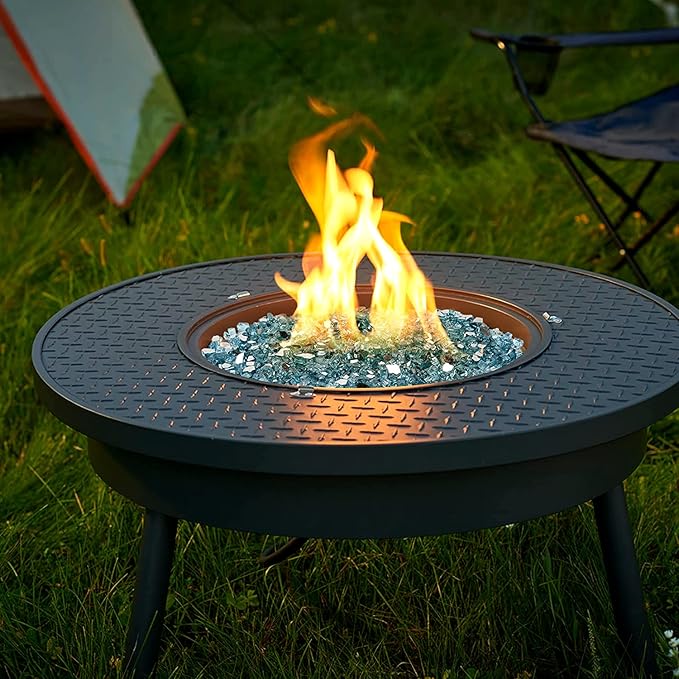 Mr. Fireglass 10 Pounds Reflective Fire Glass, 1/4 Inch High Luster Fire Pit Glass Rocks for Propane & Natural Gas Fire Pits Fireplace and Landscape Decor, Aqua Blue