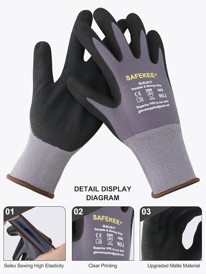 Touchscreen Nitrile Coated Work Gloves 12 Pairs Frosted Grip Safety Gloves for Gardening Electronics Seamless