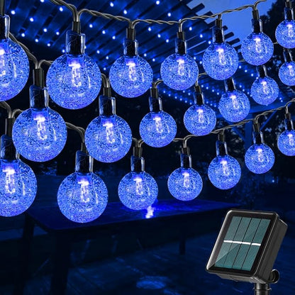 Toodour Solar String Lights Outdoor, 56ft 100 LED Globe String Light with 8 Mode, Waterproof Crystall Ball Lights Solar Patio Lights for Garden, Lawn, Patio, Gazebo, Yard, Outdoor Decor - Blue