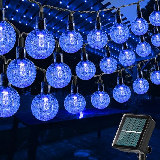 Toodour Solar String Lights Outdoor, 56ft 100 LED Globe String Light with 8 Mode, Waterproof Crystall Ball Lights Solar Patio Lights for Garden, Lawn, Patio, Gazebo, Yard, Outdoor Decor - Blue