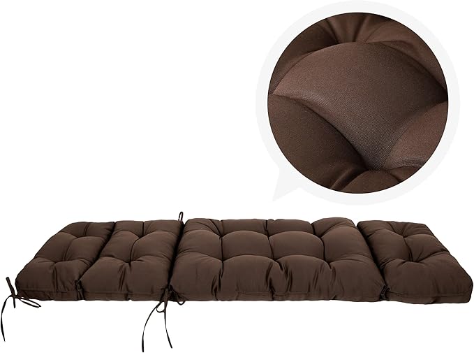 ARTPLAN Outdoor Chasie Lounge Tufted Thick Cushion with Ties,Replacement Wicker Chair Cushion for Paito Fruniture,72x22x4inches,All Weather,Brown