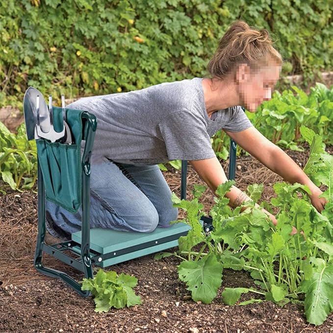 Garden Pouch Foldable Portable Garden Kneeler, Bench Kneeling Bag, Seat Storage Tote Hanging Organizer, Gardening Tools Storage Stool Multiple Storage Pouch (Green), 10180705