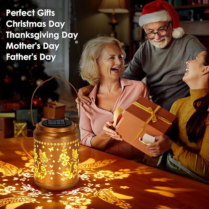Butterfly Solar Lights Lanterns Outdoor Waterproof, Mothers Day Gifts for Women Grandma, Garden Decor Hanging Solar Light Outdoor for Yard, Patio, Backyard, Porch (2 Pack)