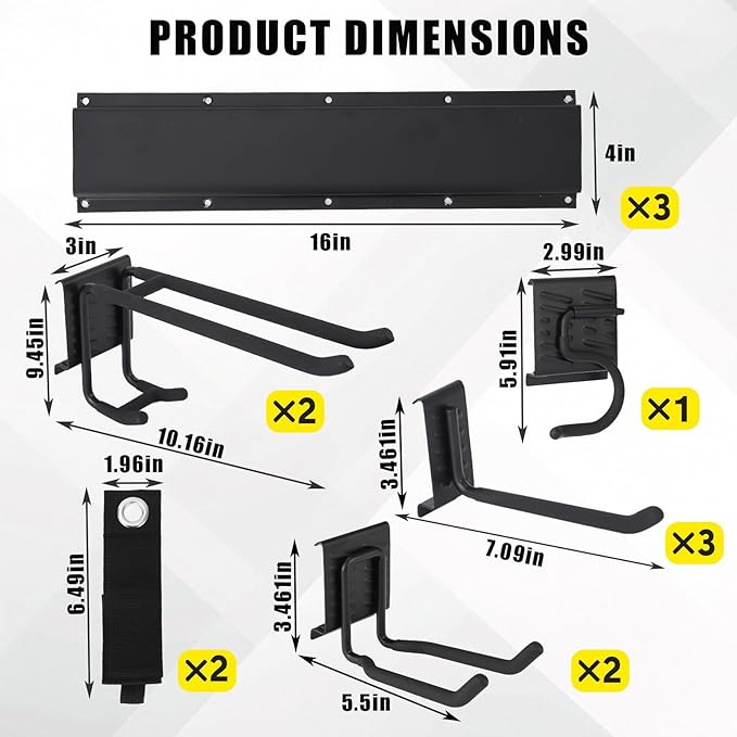 Garvee 48 Inch Garage Tool Organizer Wall Mount, Heavy Duty Garden Tool Storage Organization with 8 Adjustable Hooks, 13 Pack Yard shed Tool Organizer System for Shovel Rake Broom Ladders