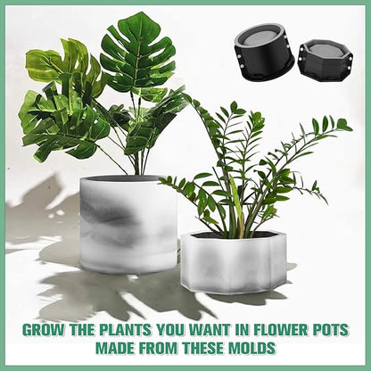 Gisafai 2 Pack Silicone Concrete Planter Mold Large Concrete Planter Mold Round and Octagonal Flower Pot Making for DIY Homemade Succulent