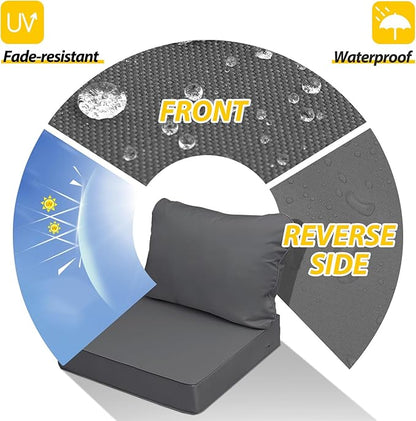 AAAAAcessories Outdoor Seat Cushions for Chairs, Fade-Resistant, Waterproof Patio Furniture Replacement Cushions, 21" x 19" x 3" + 21" x 19", Dark Gray