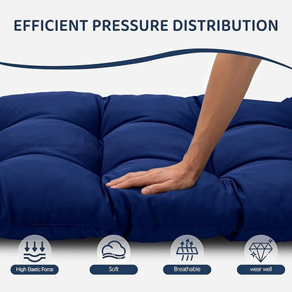 3 Pcs Wicker Chair Cushions Patio Loveseat Chaise Cushion Set - 1200D 47x19*4 Inch Waterproof Wicker Bench Cushions with 2 19x19x4 Inch Chair Cushions for Garden Porch Wicker Patio Furniture(Navy)