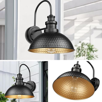 Casia Outdoor Farmhouse Barn Lights, Rustic Outdoor Wall Sconce, Exterior Wall Lights, Front Door Mounted Lighting Fixture,Vintage Outside Lighting for Porch,Patio,Garage (Black, 4 Pack)