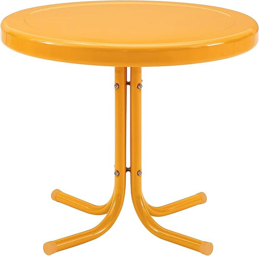 Crosley Furniture Griffith Weather Resistant Retro Metal Outdoor Side Table for Patio, Deck, Porch, Tangerine