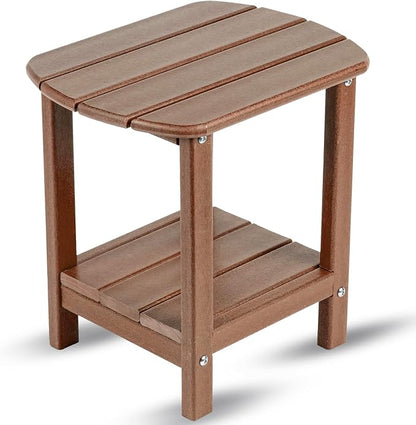 Adirondack Square Outdoor Side Table,2-Tier Storage Patio Side Table with Weatherproof HDPE Material Low